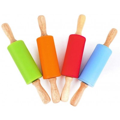 customized Wooden Handle Silicone Rollers Rolling Pin Lumumi Kid Kitchen Cooking Baking Tool for Pasta, Cookie, Dough