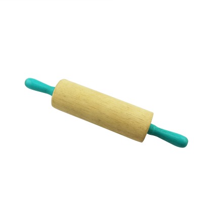 Wooden rolling pin with colorful handle wood and pp dough rolling pin